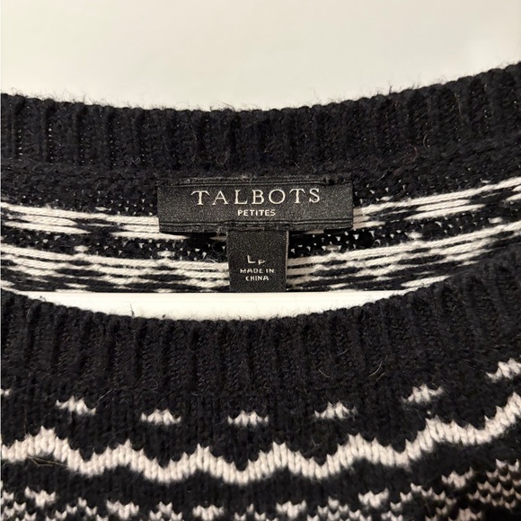 Talbots Black and White Geometric Sweater - Picture 3 of 3